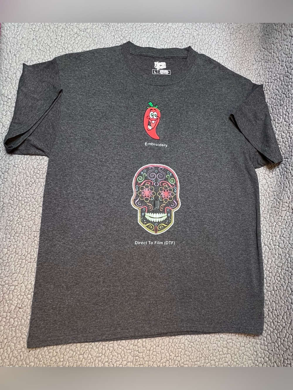Hightech Grafix Short Sleeve T Shirt Graphic Print Mens Size Large Gray DTF